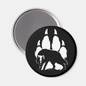 Wolf Silhouette en voetafdruk Magneet (Voorkant / Achterkant)