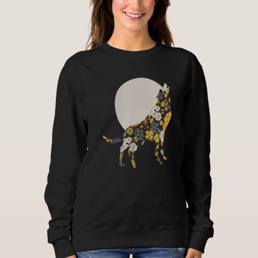 Wolf Silhouette Flower Pattern Dog   Friends Trui (Voorkant)