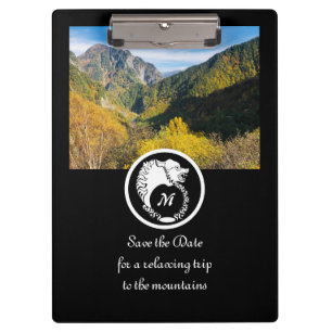 Wolf Silhouette Laurel Monogram foto Klembord
