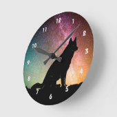 Wolf Silhouette met noordelijke lichten Ronde Klok (Hoek)