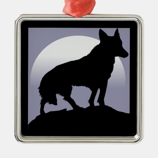 WOLF SILHOUETTE METALEN ORNAMENT (Voorkant)