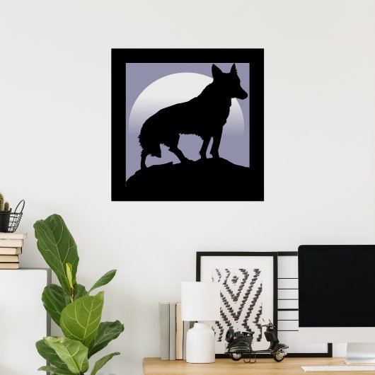WOLF SILHOUETTE POSTER (Thuiskantoor)