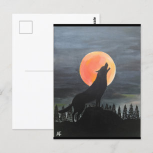 Wolf Silhouette Schilderij van Alfred Fox Collecta Briefkaart