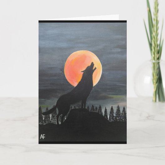 Wolf Silhouette Schilderij van Alfred Fox Kaart (Voorkant)