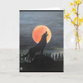 Wolf Silhouette Schilderij van Alfred Fox Kaart (Gele Bloem)