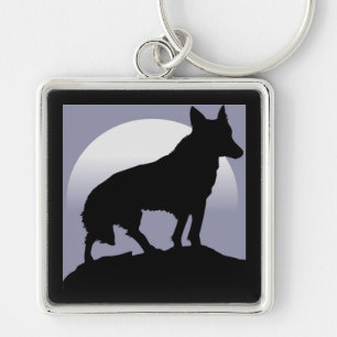 WOLF SILHOUETTE SLEUTELHANGER