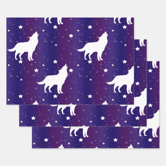 Wolf Silhouette Sterrennacht Galaxy Lover Universe Inpakpapier Vel (Set)