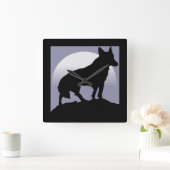 WOLF SILHOUETTE VIERKANTE KLOK (Huis)