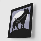 WOLF SILHOUETTE VIERKANTE KLOK (Hoek)