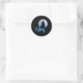Wolf Silhouette Wolf Natuur Lover Ronde Sticker (Tas)