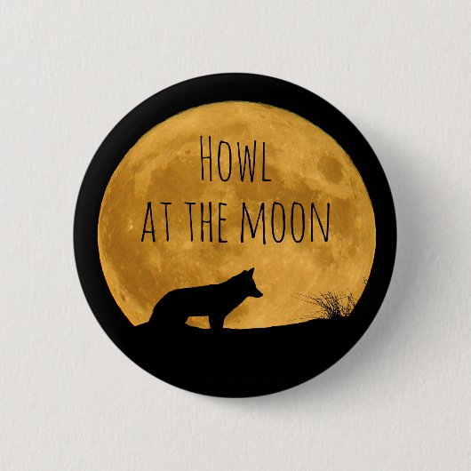 Wolf Silhouetted in Bright Moon Ronde Button 5,7 Cm (Voorkant)