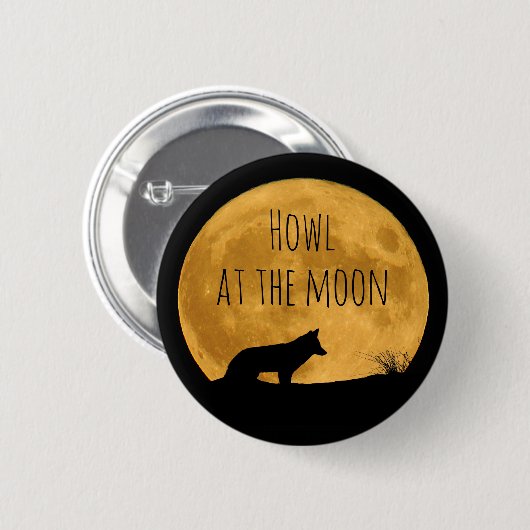 Wolf Silhouetted in Bright Moon Ronde Button 5,7 Cm (Voorkant /achterkant)