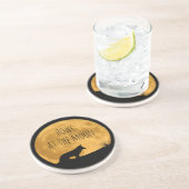 Wolf Silhouetted in Bright Moon Zandsteen Onderzetter (Zijkant)