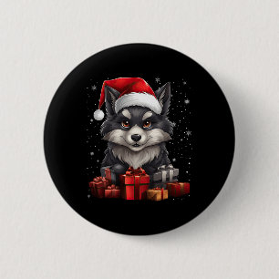 Wolf Sinterklaas Hoed Kerst Sneeuw Xmas Pyjama Pa Ronde Button 5,7 Cm