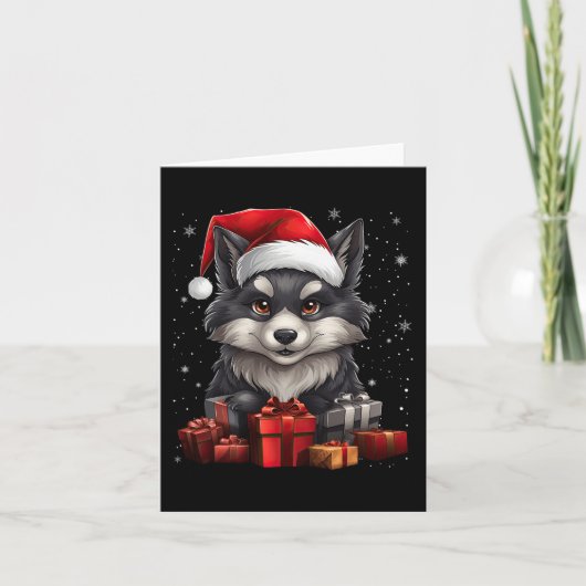 Wolf Sinterklaas Pet Kerstsneeuw Kerstmis Pyjama P Kaart (Voorkant)