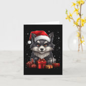 Wolf Sinterklaas Pet Kerstsneeuw Kerstmis Pyjama P Kaart (Gele Bloem)