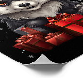 Wolf Sinterklaas Pet Kerstsneeuw Kerstmis Pyjama P Poster (Hoek)