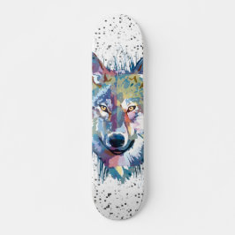 Wolf Skateboard Deck | Colorful Wolf Head