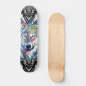 Wolf Skateboard Deck | Kleurrijke Wolf Kop (Voorkant)