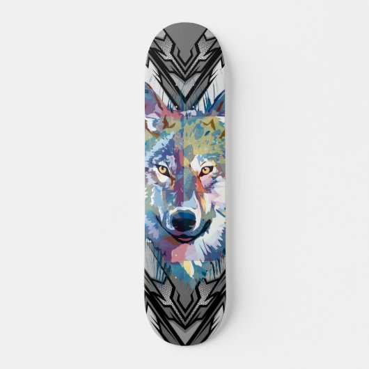 Wolf Skateboard Deck | Kleurrijke Wolf Kop (Voorkant)