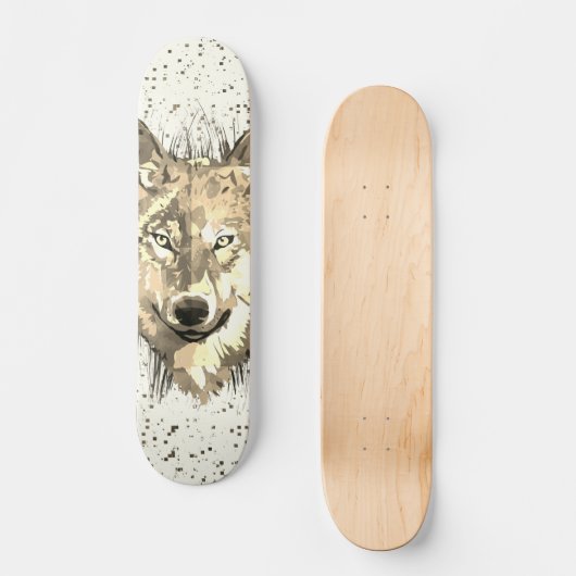 Wolf Skateboard Deck | Sepia Wolf Head (Voorkant)