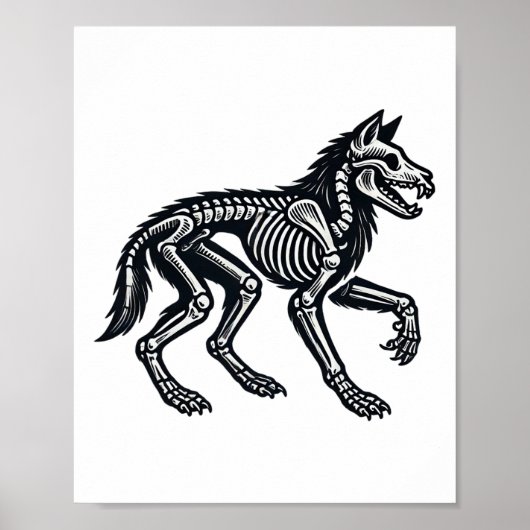 Wolf Skeleton Halloween Poster (Voorkant)