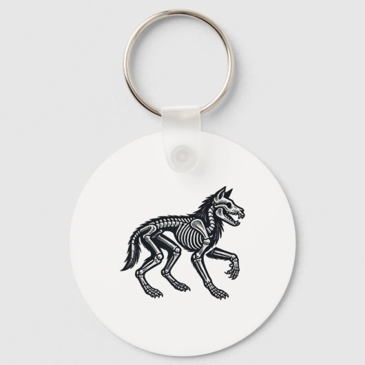 Wolf Skeleton Halloween Sleutelhanger (Voorkant)