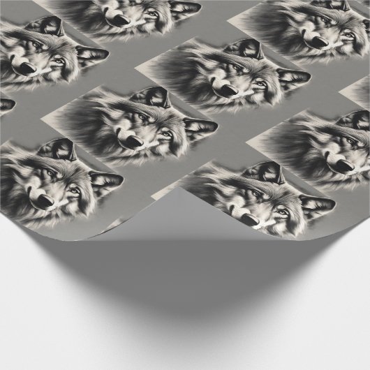 Wolf Sketch Cadeaupapier (Hoek)