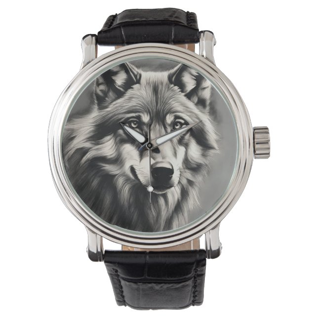 Wolf Sketch Horloge (Voorkant)
