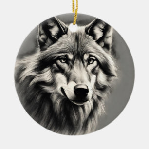Wolf Sketch Keramisch Ornament