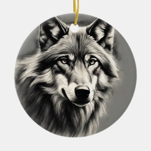 Wolf Sketch Keramisch Ornament (Voorkant)