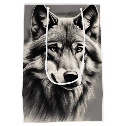 Wolf Sketch Medium Cadeauzakje (Achterkant)