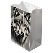 Wolf Sketch Medium Cadeauzakje (Achterkant Gekanteld)