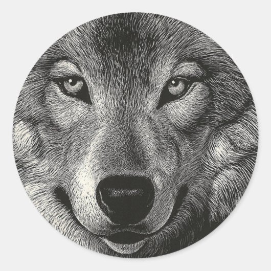 Wolf Sketch Ronde Sticker (Voorkant)