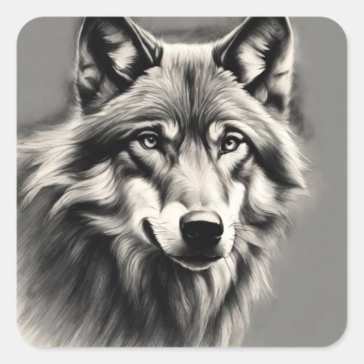 Wolf Sketch Vierkante Sticker (Voorkant)