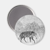 Wolf Sketch Wild Animal Magneet (Voorkant / Achterkant)