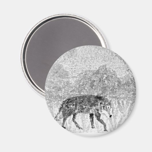 Wolf Sketch Wild Animal Magneet (Voorkant / Achterkant)