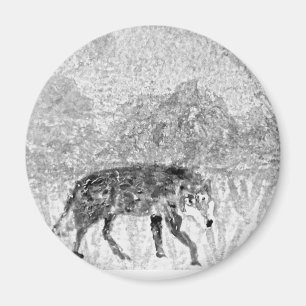 Wolf Sketch Wild Animal Magneet