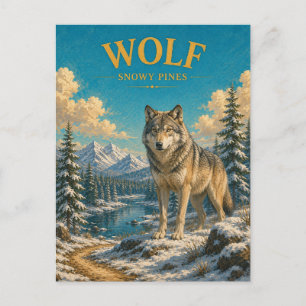 Wolf Sneeuwende Dennen Watercolor GeoSaga Briefkaart