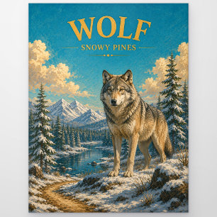 Wolf Sneeuwende Dennen Watercolor GeoSaga Briefkaart