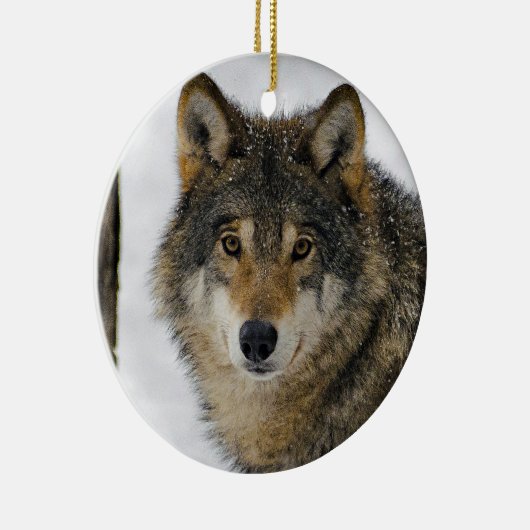 Wolf Snow Tree Photo Keramisch Ornament (Rechts)