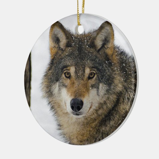 Wolf Snow Tree Photo Keramisch Ornament (Links)