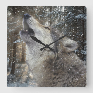 Wolf Song - Pastel Vierkante Klok