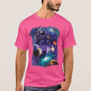 Wolf Space Galaxy Sterren Maan Wolven Ruimte Astro T-shirt
