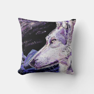 Wolf Space Mountains bosschilderij Kussen