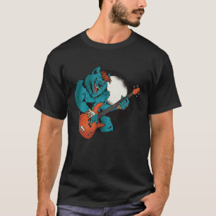 Wolf Spelen Een Bass Gitaar Heavy Metal Rock en Ro T-shirt
