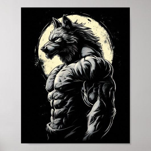 Wolf Spieren Bodybuilding Weerwolf Poster (Voorkant)