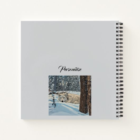 Wolf Spirit Animal White Snow Blauwgroen tijdschri Notitieboek (Achterkant)