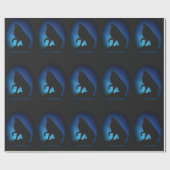 Wolf spirit fenrir wolven zwart blauw geschenkverp cadeaupapier (Vlak)