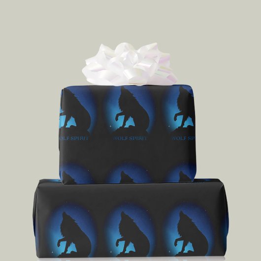 Wolf spirit fenrir wolven zwart blauw geschenkverp cadeaupapier